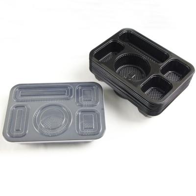 China Restaurant Disposable Eco Friendly Eco Friendly 5 Compartments Take Away Plastic Food Container for sale