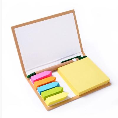 China Office Wholesale Self Adhesive Recycled Self Adhesive Kraft Paper Cover Customized Customized Sticky Notes With Eco Ballpoint Pen for sale