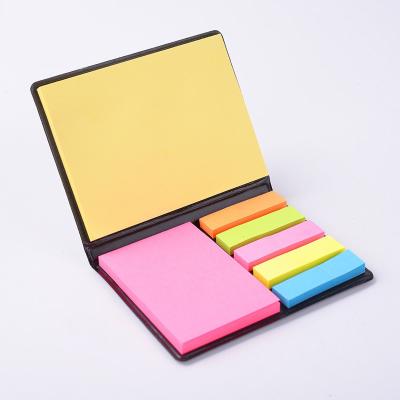 China Promotional Self Adhesive Self Adhesive Custom Printed Matching Size Wholesale Reusable Sticky Notes Paper Stationary Set With PU Leather Storage Box for sale