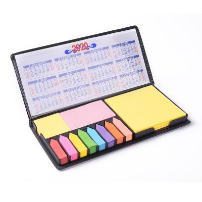 China Self Adhesive Custom Logo PU Leather Cover Assorted Sizes Colorful Cute Sticky Notes Pack With 2 Year Calendar (100sheets/pad) for sale