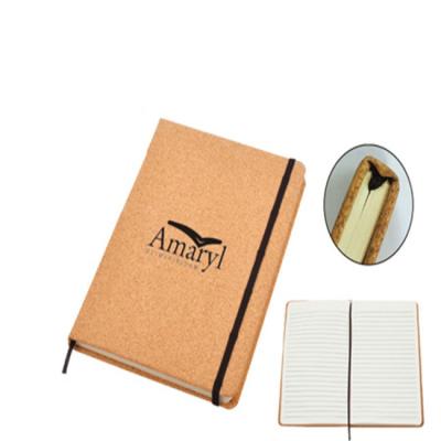 China Good Quality Eco Friendly Custom Promotional Rubber Band Lined Paper Cork Notebook for sale