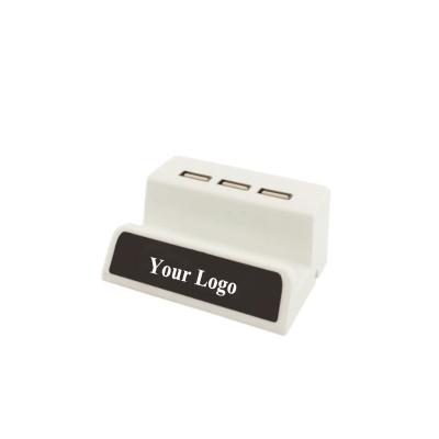 China Wholesale PORTABLE Customized Light PORTABLE Logo Plastic Cell Phone Stand Holder With 3 USB Hub for sale