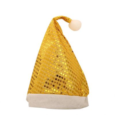 China Wholesale Eco-friendly Cheap Promotional Eco-friendly Christmas Party Supplies , Christmas Gold Sequin Hat Red Silver Blue Sparkle Glitter Santa Hat for sale