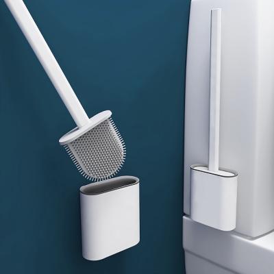 China Modern Home Use Deep Handle Toilet Cleaning Brush Silicon Toilet Brush NO--Slip Cleaner for sale