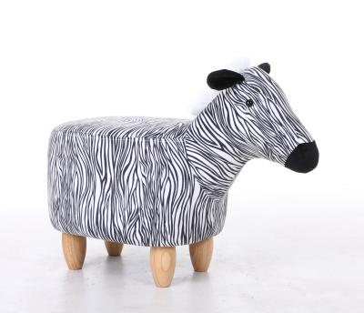 China Monochromatic Solid Wood Stripey Equid Zebra Shape Child Stool Child Ottoman Kids Snitch for sale