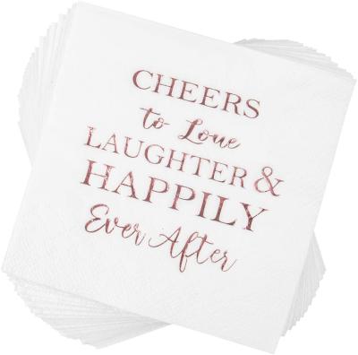 China USA Rose Gold Love Laughter Disposable Common Wedding Napkins and Happily Ever After Bridal Napkins and Toilet Paper Napkins for sale