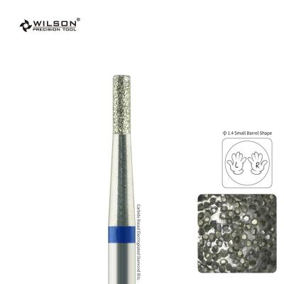 China Quickly Remove RTS/1.4mm Small Barrel Shape WILSON Wholesale Nail Drill Bit Set Professional Manicure Diamond Nail Drill Bit 3/32