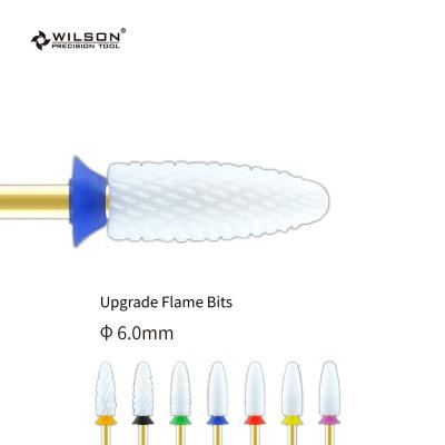 China Quick Remove Hard Wholesale White Ceramic WILSON Nail Drill Bits Nail Polish Removal Gel RTS Flame Bits/Upgrade Ceramic Nail Drill Bits for sale