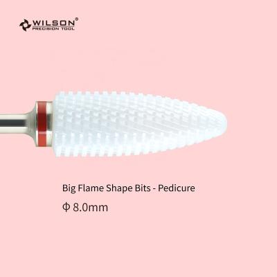 China Remove callused skin around side walls. RTS/Big Flame Shape Bit - White Ceramic WILSON Electric Pedicure Drill Bitten Nail/callused Skin Remover 3/32