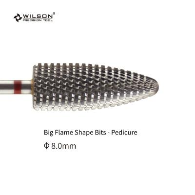 China Remove callused skin around side walls. Large RTS / 8.0mm Flame Shape Bit - Pedicure WILSON Tungsten Carbide Nail Drill Bits Uncoated Nail Bite Drill Bit for sale