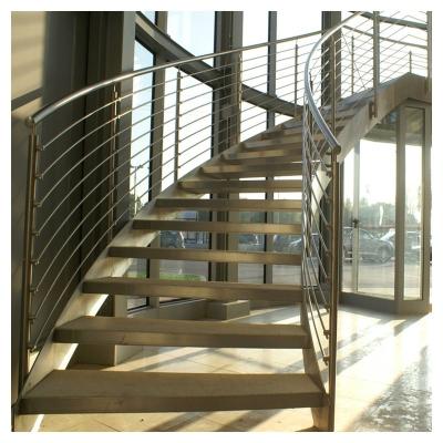 China Traditional CBDMART Rod Railing Curved Staircase With Rod Bar Railing Stainless Steel Balustrade for sale