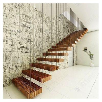 China Traditional CBDMART Floating Stair Tread Brackets Wood Floating Staircase Solid Wood Stair Tread for sale