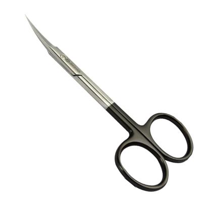 China Sharp Tip Black Steel 9.5cm Handle Curved Double Eyelid Surgery Medical Iris Scissors Ophthalmic Instruments for sale