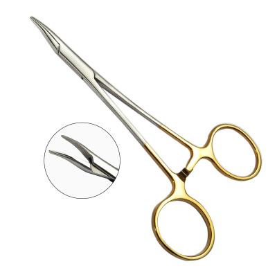 China Steel Nasal Needle Holder Curved Medical Gold Handle 12.5cm For Rhinoplasty Surgery for sale