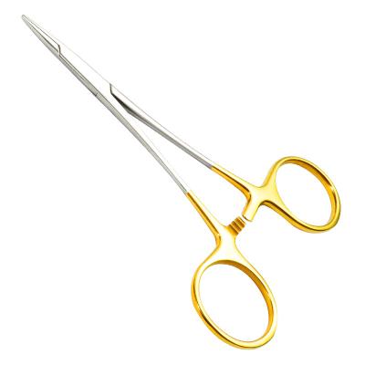 China Steel Professional Surgical Suture Instruments Medical Equipment Gold Design Micro Needle Holder 12.5cm Handle for sale