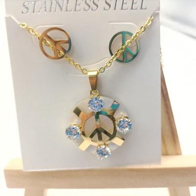 China Custom High End Luxury Health and Environment Material Necklace with Stainless Steel Diamond Stud Earrings for sale