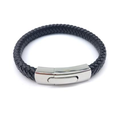 China Wholesale Custom Made Luxury Stainless Steel Material Health and Environmental Men's Bracelet Leather Jewelry Accessories for sale