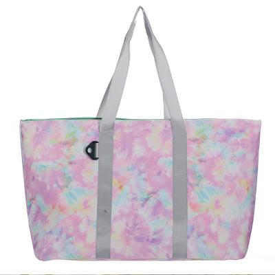 China Hot Selling Fashion Weekend Tie Dye Beach Oversized Bag Vacation Luxury Beach Tote Bag for sale