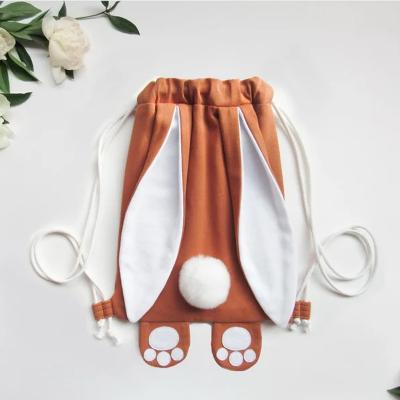 China Eco-Friendly Organic Sublim Cotton Package Pocket Basket Festival Decoration Plush Candy Gift Bags Velvet Easter Bunny Plush for sale