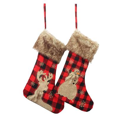 China Canvad Soft Buffalo Plaid Wholesale Personalized Fashion Decorations Gift Stocking Christmas for sale