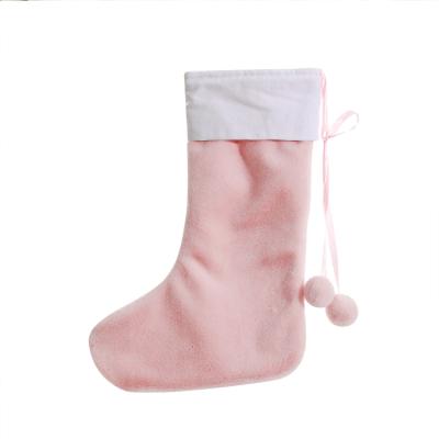 China Eco - Friendly Pink Christmas Stocking Custom Gift Knit Bulk White Christmas Stocking For Embroidery for sale