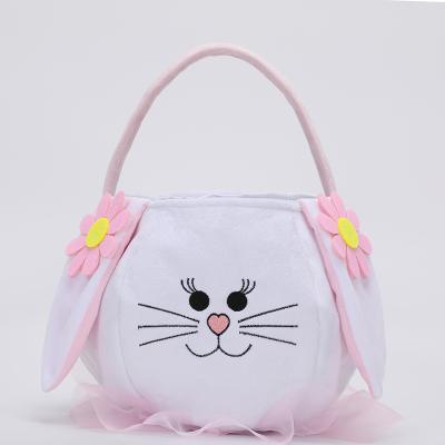 China Festival Decoration Monogrammed Holiday Supplies Cute Easter Polyester Candy Bunny Bucket Holiday Decors Easter Basket for sale