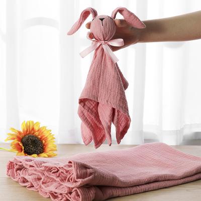 China Muslin Baby Blanket Baby Bunny Toy Cotton Ruffle Bunny Security Anti-Static Baby Receive Blanket for sale