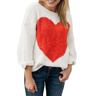 China Peach Heart Applique Sweater Fashion Wholesale Women's Peach Heart Applique Eco-friendly Sweater for sale