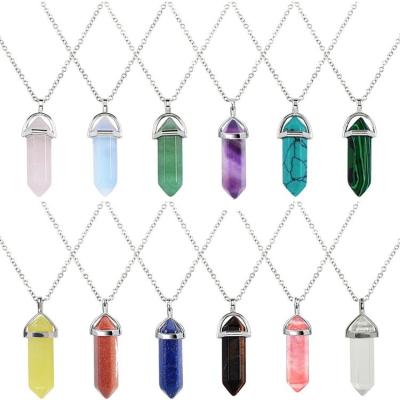 China FASHIONABLE Crystal Jewelry Double Terminated Hexagon Pointed Healing Natural Stone Pendants Necklace for sale