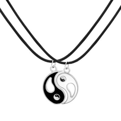 China New Fashion Personality Chinese Style Simple Couples Tai Chi Pendant Yin And Yang Quilting Chatter Necklace for sale