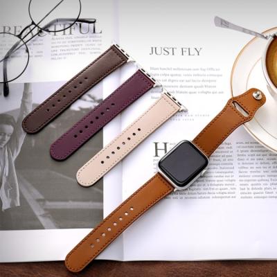 China Applicable vintage applewatch strap retro business layer nail buckle apple head strap iwatch leather strap for sale