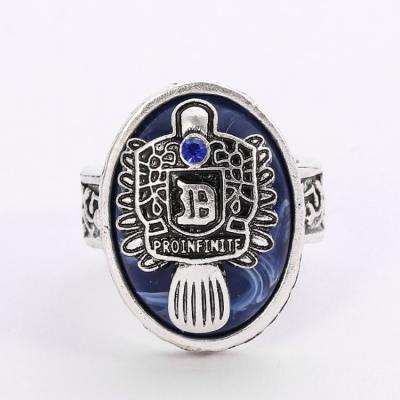 China Fashion Jewelry The Vampire Diaries Ring Gemstone Natural Lapis Punk Antique Blue Enamel Silver Rings for sale