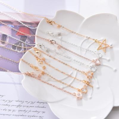 China FASHIONABLE Hot Selling Gold Plated Jewelry Glasses Hanging Chain Neck Rope Metal Copper Snow Mask Mask Chain for sale