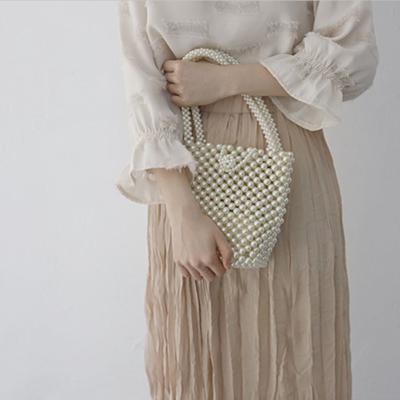 China Fashion Luxury Good Quality Handmade Pearl Tote Bag Pearl Bucket Stone Clutch Tote Bag Wedding Party Wedding Evening Handbag for sale