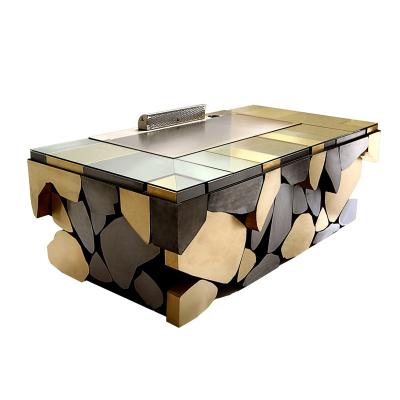 China Restaurant Induction Electric Teppanyaki Table With Smokeless Purification System for sale