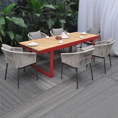 China Hot Sale Modern Hotel Patio Dining Table And Chairs Metal Frame Garden Dining Outdoor Set for sale