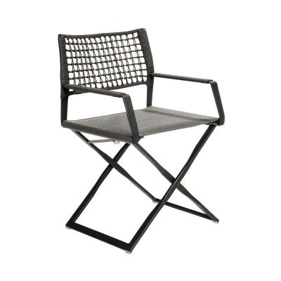 China Modern Modern Outdoor Rope Furniture Weaving Armrest Chairs Patio Dining Table Sets for sale