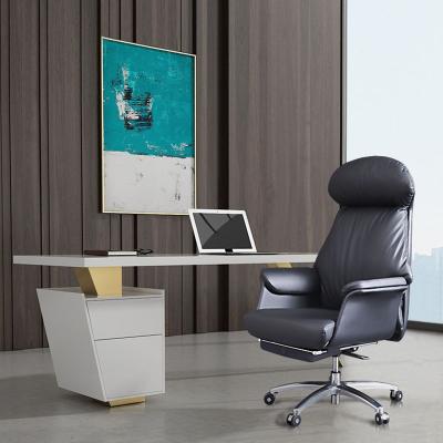 China Office Extended Chair (Height) Boss Chair Leather Seat Computer Swivel Chair Adjustable Custom Comfortable Business Leisure Chair with Headrest for sale