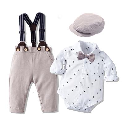 China Cotton Summer Romper Set Fashion Toddler Boys Clothing Sets Suit Short Sleeve Gentlemen Newborn Clothes Sets For Baby Boy en venta