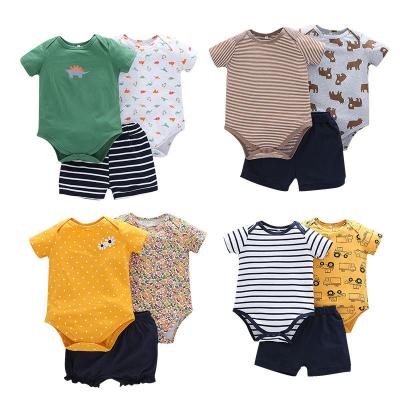 Cina 2023 Pure Cotton Interesting Baby Clothing Sets New Summer Baby Boy Suit Set Boy Striped Overall Casual Suit in vendita