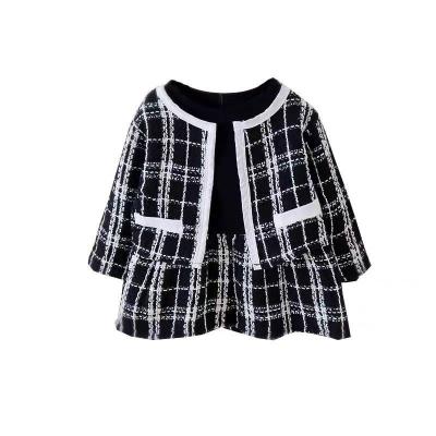 China Anti-wrinkle spring boutique clothing 2 pieces set kids dresses for girls elegant tutu dress set plaid girls dress Te koop