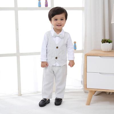 China New Style 2 Piece Sets Boys Quality Children's Formal Kids Clothes Dress Bow Tie Shirt 1-4 Years Baby Suit Set Boy Set For Boys for sale