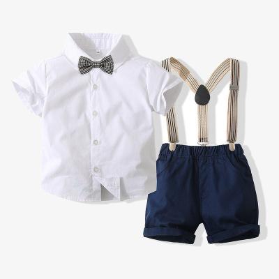 China New Quality Formal Baby Clothing Sets Boy Short Sleeve Suits 1 Year Old Birthday Dress For Boys Dress Up Suits With Bow Wholesale à venda