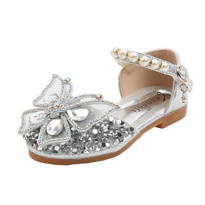 China Girls Rhinestone Princess Shoes 2023 Soft Sole Bowknot Girl Kids Shoes Quick-drying Beautiful New Girls' Casual Shoes for sale