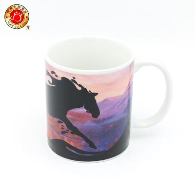 China Viable Color Changing With No Lid Custom Magic Logo Mug Heat Transfer Sublimation Ceramic Mug for sale