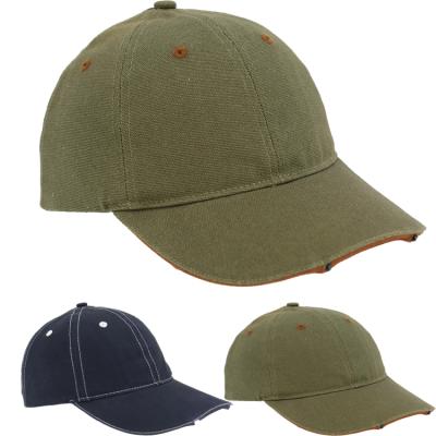 China Wholesale JOINT Customized 2 LED Custom Hat With LED Light Baseball Cap For Camping, Running And Fishing for sale