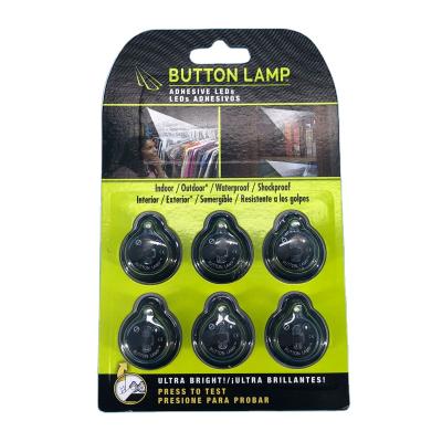 China Indoor and Outdoor Lighting 6 Pack Super Bright Adhesive Mini Button Battery Led Lights for sale