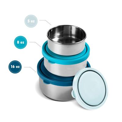 China Eco-Friendly Amazon Sustainable Stainless Steel Lunch Box Food Storage Containers BPA Free Reusable Snack Nesting Containers for sale