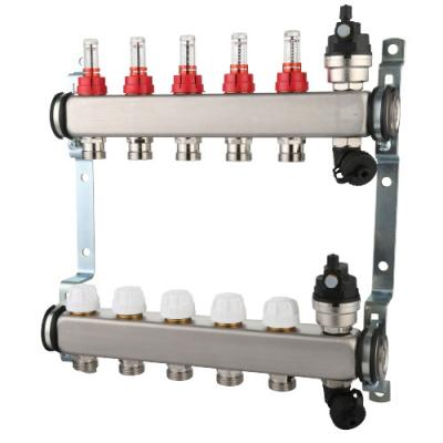 China Heater Parts House Vent Stainless Steel HVAC Distribution Water Floor Heating Manifold For Floor Heating System for sale