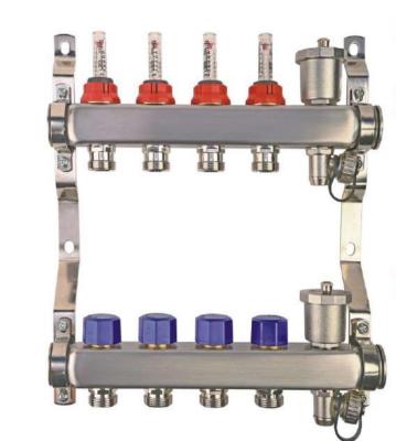 China Manifold Stainless Steel Floor Heat Manifold 2-13 Loops Under Floor Heater Parts Water Dispenser For Floor Heating System for sale